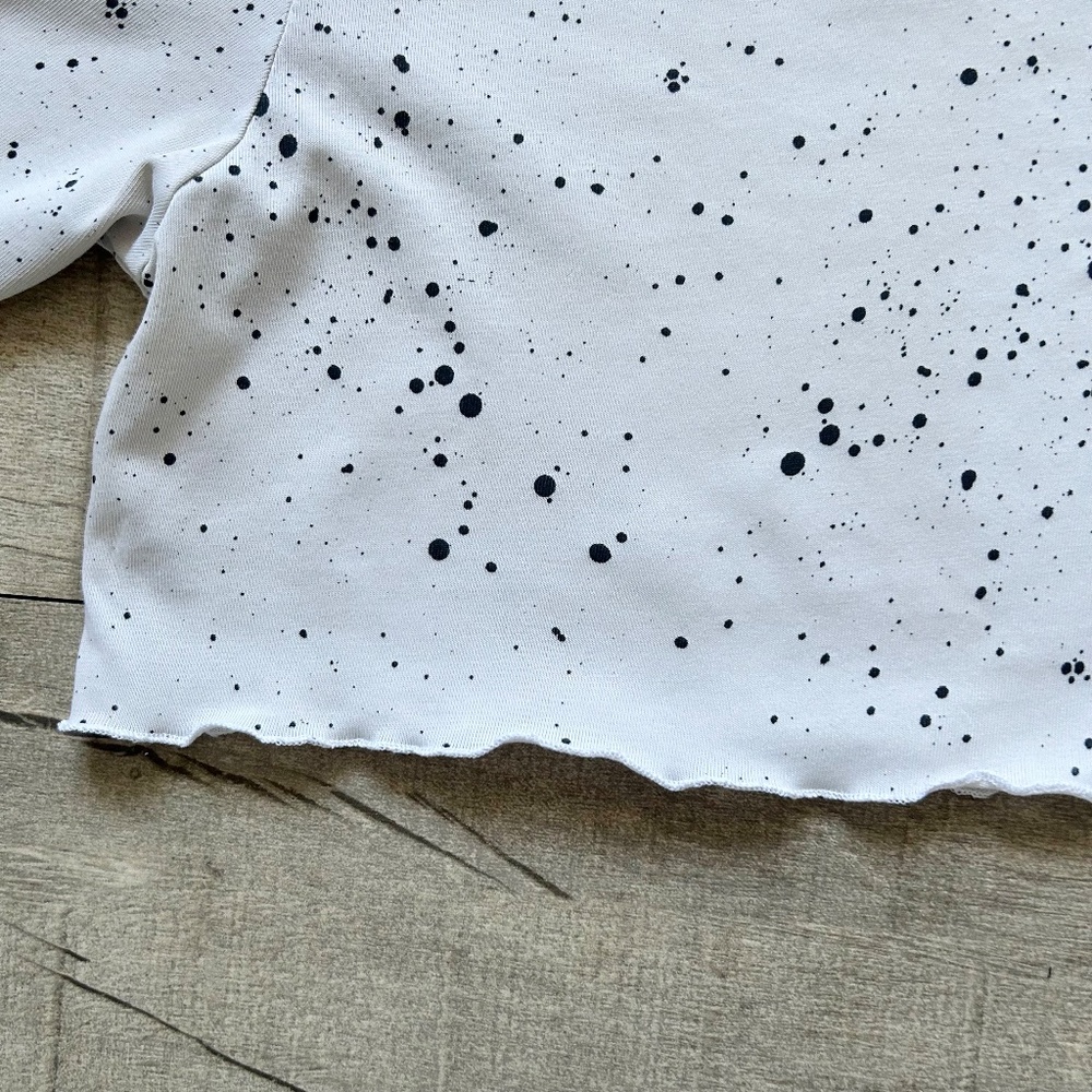 Nike The Nike Tee White Ivory Paint Splatter Activewear Festival Crop Top Boxy S - Picture 10 of 11